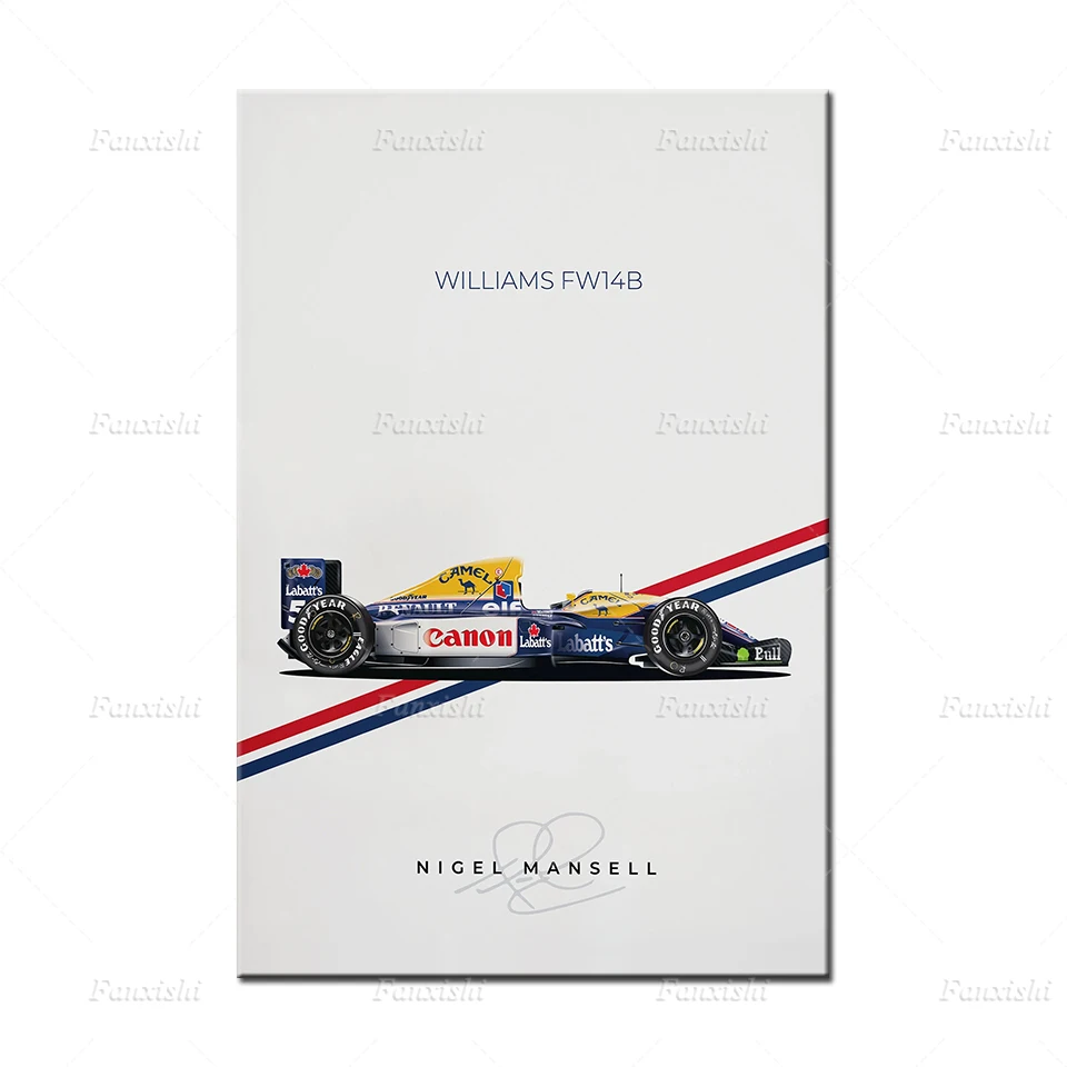 F1 автомобиль Уильямс FW14B Nigel Mansell-фотообои Искусство Холст Живопись Печать Hd