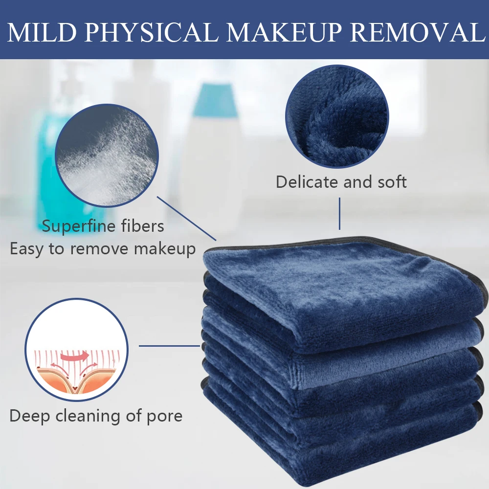 SUNLAND Makeup Remover Cloth Reusable Facial Cleansing Towel Microfiber Face Cloths Chemical-free Washcloth 10inX10in 6 Pack