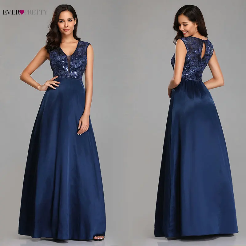 Платье вечернее длинное ТРАПЕЦИЕВИДНОЕ атласное с V-образным вырезом и