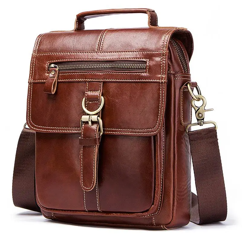 Men's Genuine Leather Vintage Shoulder Bag Male Crossbody Bags Men High Quality Large Capacity Travel Handbag Briefcase