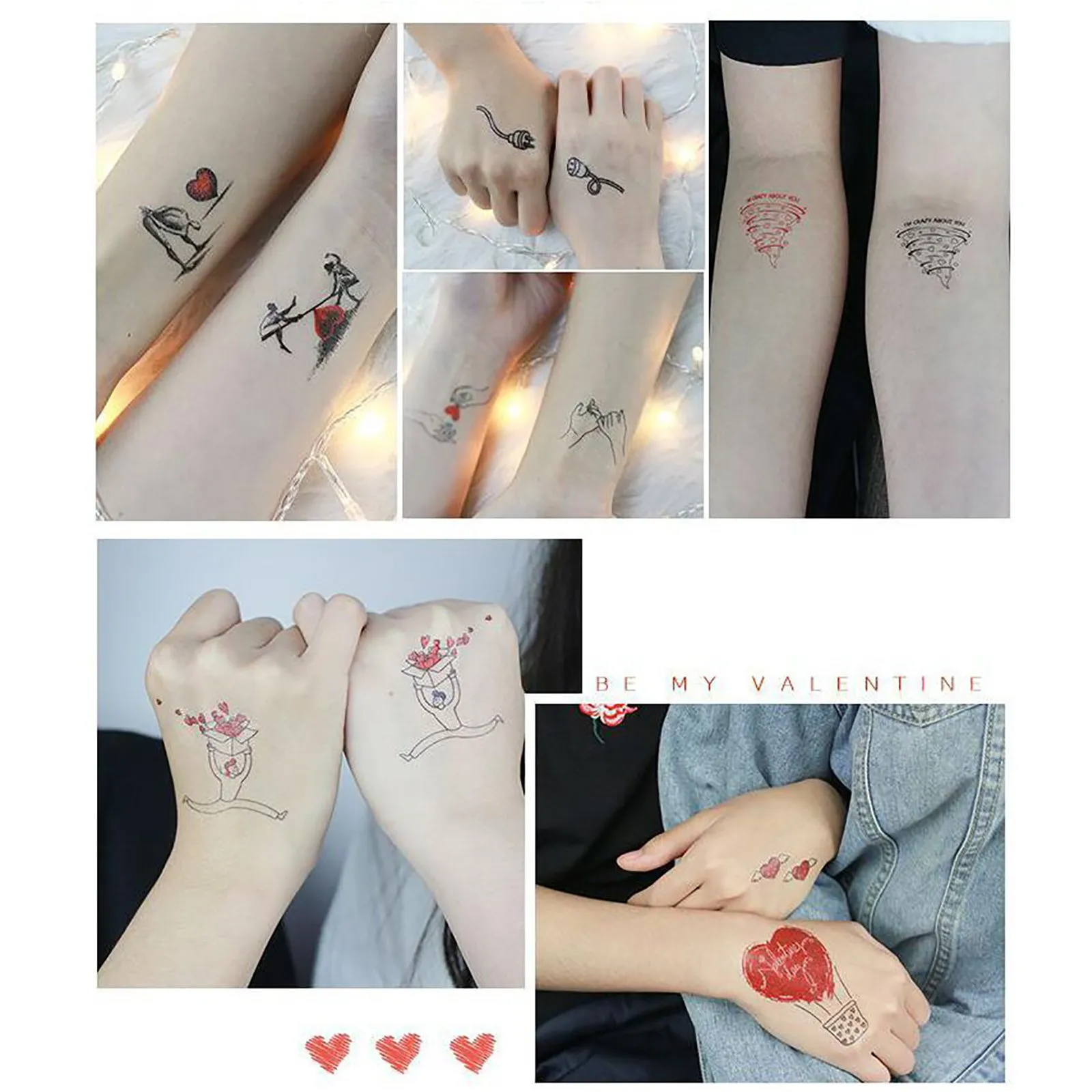 

10pcs Valentine's Day Love Couple Confession Proposal Face Arm Tattoo Sticker Home Living Room Bedroom Decoration 2021@6