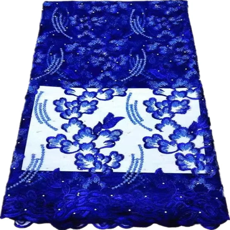 

Royal Blue Nigerian Lace Fabric High Quality Tulle African Swiss Voile Lace Embroidery French Guipure Net Fabric For Sew Clothes