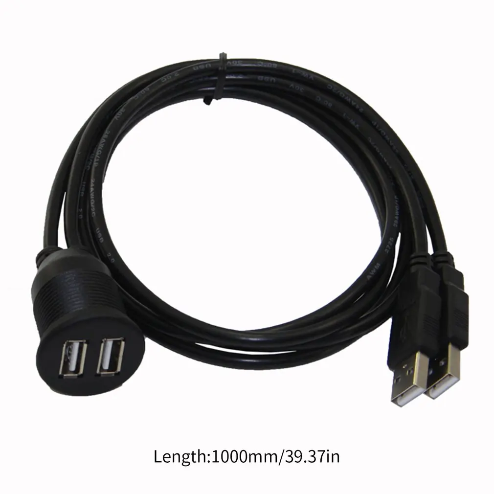 

usb cable Dual USB2.0 Port Male to Female Extension Cable Waterproof Flush Mount Panel usb adapter For Car Truck Boat Motorcycle