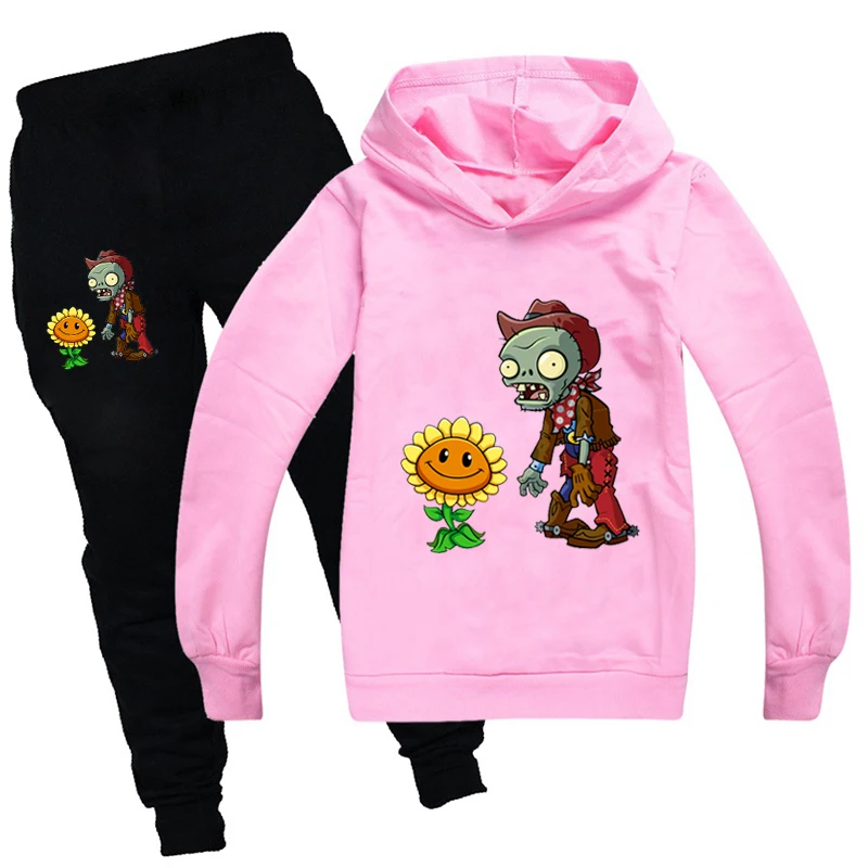 

Children Cartoon Game Plants Vs Zombies Funny Print Long Sleeve Top and Pants Fall Clothes for Kids Boys Girls Baby Outfits Sets