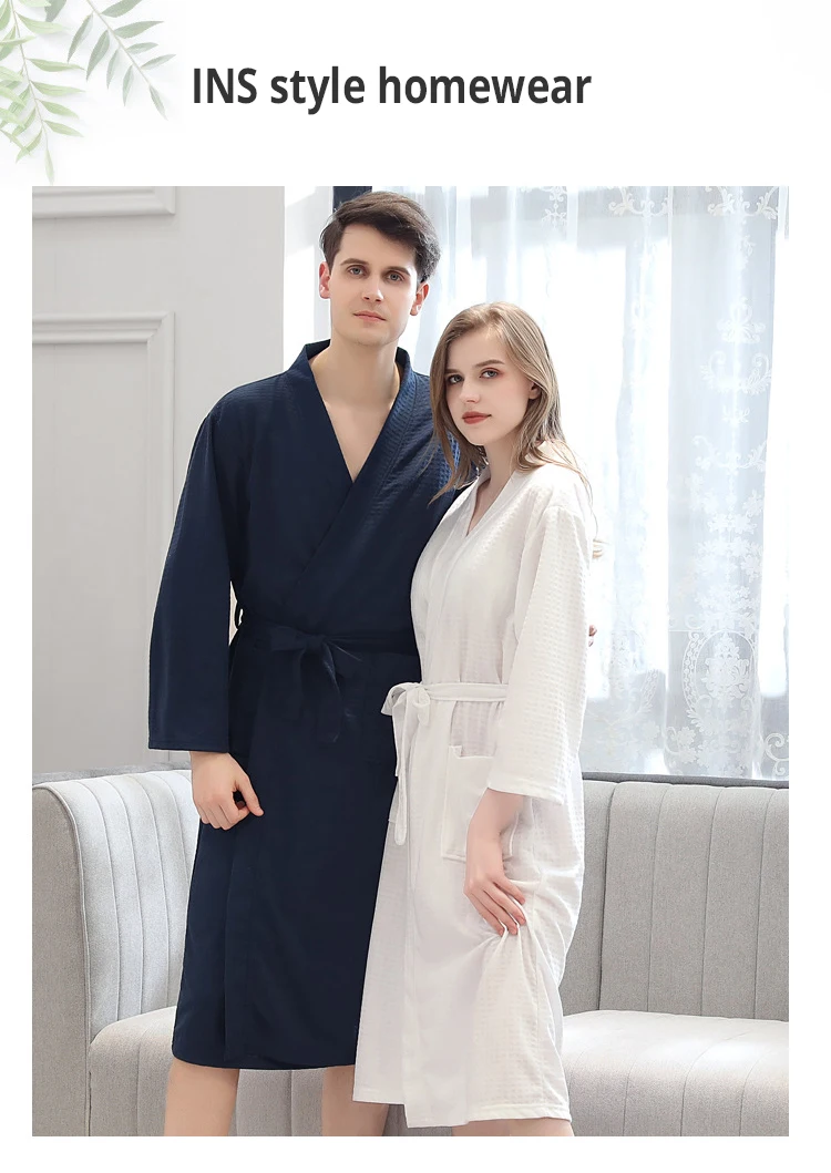 Мужской халат, Осень-зима, вафельный тонкий, yukata, Абсорбирующая, быстросохнущая Пижама, домашняя одежда, ночная рубашка, roupao feminino