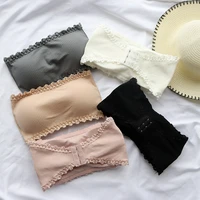 women sexy breast tube top seamless strapless bandeau bra breast wrap padded soft cotton adjustable stretch with removable pad