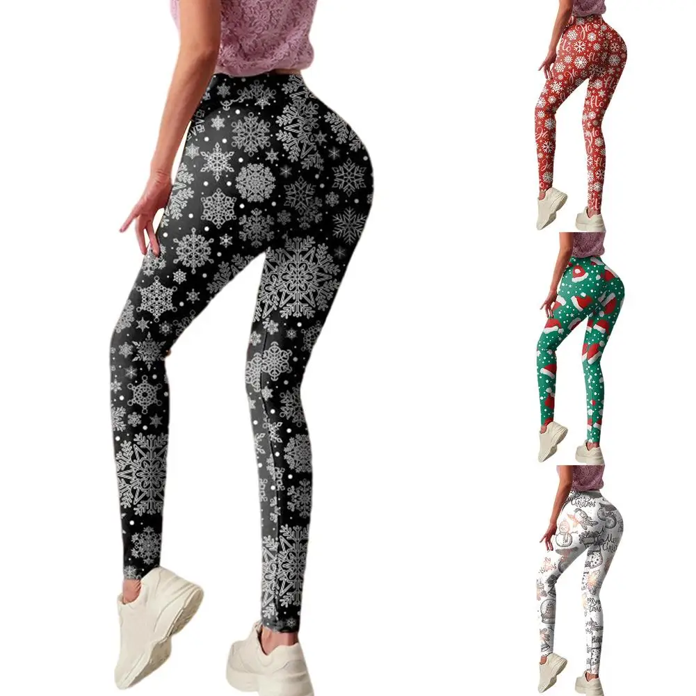 

High Waist Leggings Push Up Leggins Christmas Snowflake Print Women Fitness Running Gym Pants Leggings Sport Girl Leggins