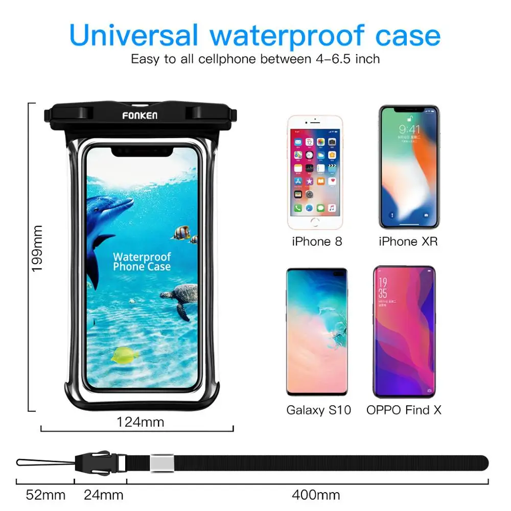 

FONKEN IPX8 Full View Waterproof Case Rainforest desert snow transparent dry bag Seaside Swimming Pouch Mobile Phone Covers