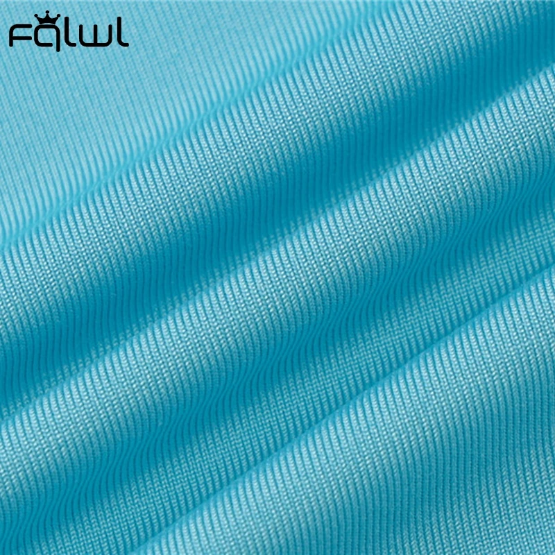 

FQLWL Sexy Halter Backless Crop Top Long Sleeve Bandage 2 Two Piece Set Women Outfits Ladies Blue Bodycon Matching Sets Clubwear