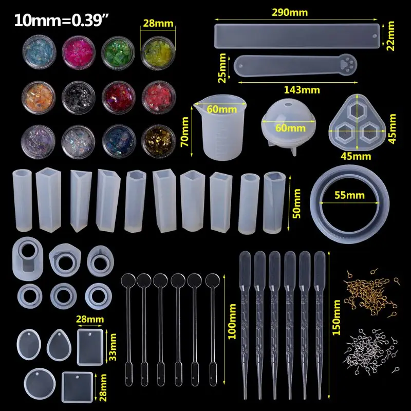 

1 Set DIY Jewelry Making Tools Shiny Powder Cup Silicone Mold Pendant Ring Gifts Handmade Creative Findings Casting Molds