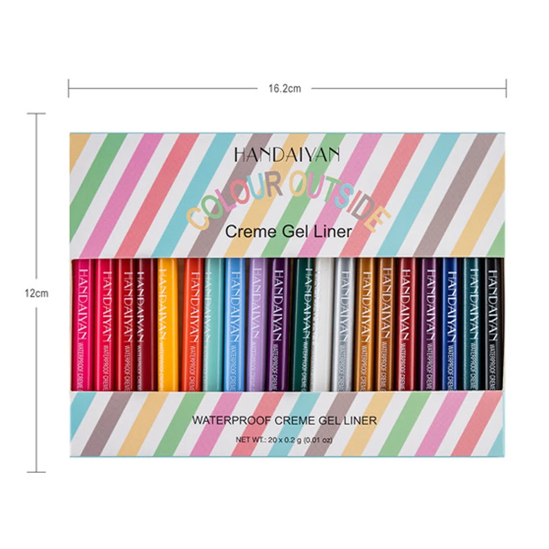 

HANDAIYAN 20pcs Colorful Eyeliner Gel Pen Set Waterproof Quick-dry Blue Black White Makeup Eye Liner Pencil Women Cosmetics
