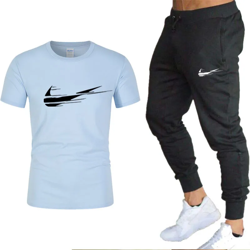

Men's T-Shirt And Pants Suit Fashion Brand Printing Casual Two-Piece Track Suit Fitness T-Shirt Summer 2021 Hot Sale Size M-2XL