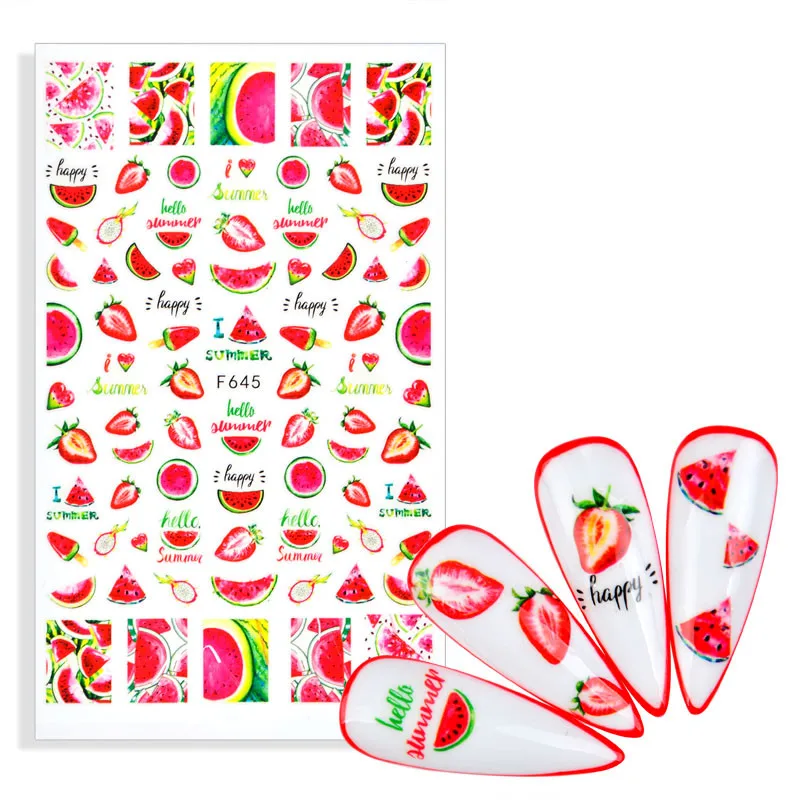 1 шт. фрукты слайдеры ногти арбуз/клубника/Оранжевый 3D наклейки для ногтей новый