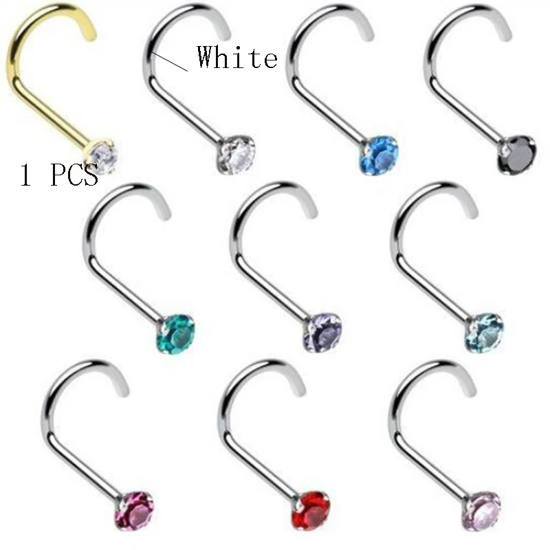 Кольцо для пирсинга и губ из нержавеющей стали с фианитом|Украшения тела| |