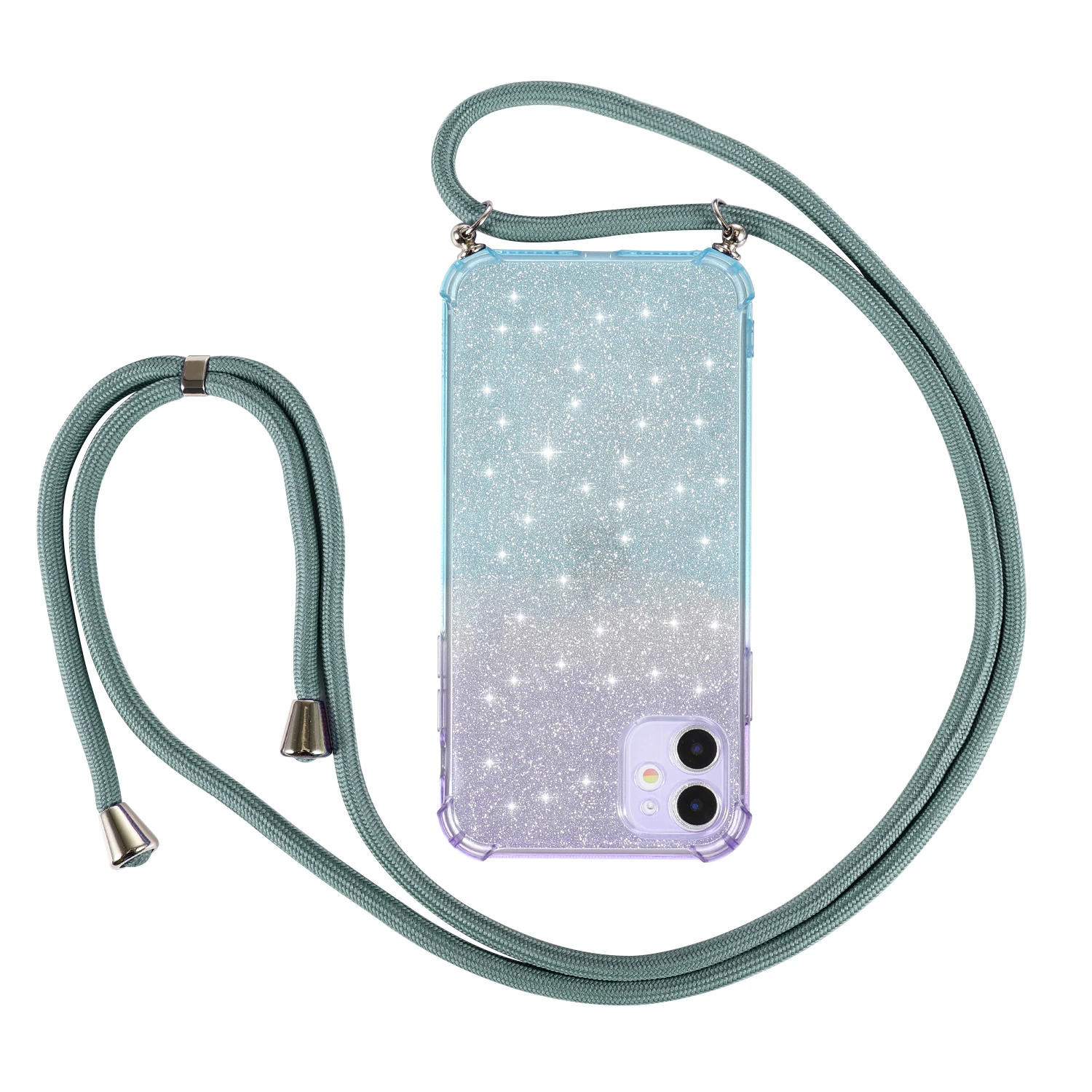 Rainbow lanyard aurora transparent case for Samsung Galaxy S10 5G S20 Ultra   A41 A51 A71 A50 A70 shoulder rope lanyard cover