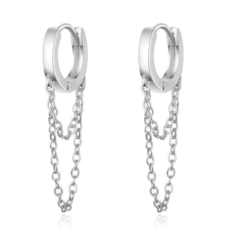 

925 pure silver jewelry temperament niche Tremella buckle tassel earrings female earrings ins cold wind engaagement earrings