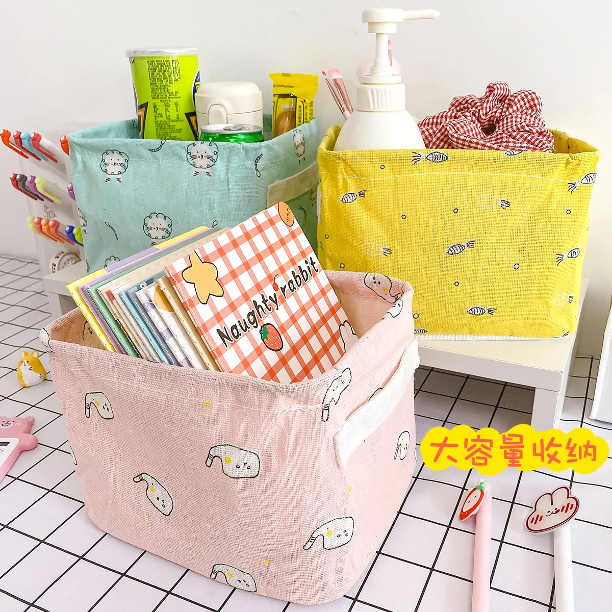 

Простая корзина для хранения одежды в японском стиле, складная маленькая отделочная коробка для одежды, шкаф для хранения мелочей с принтом