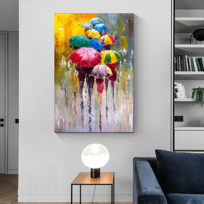 Абстрактный портрет девушка с зонтом холст картины настенное искусство для