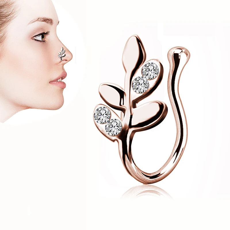 Для женщин панк Новое меди с украшением в виде кристаллов листья накладные