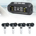 Система контроля давления в шинах, TPMS с солнечной батареей, предупреждением о температуре и 4 датчиками, для экономии топлива