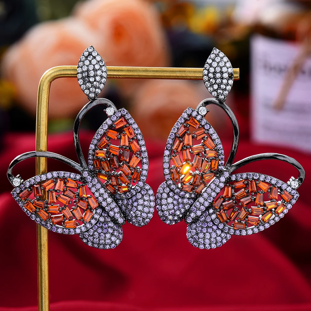 

KellyBola 2021 New Female Luxury Zircon Earrings Wedding Banquet Accessories Jewelry Fashion Exquisite Butterfly Earrings