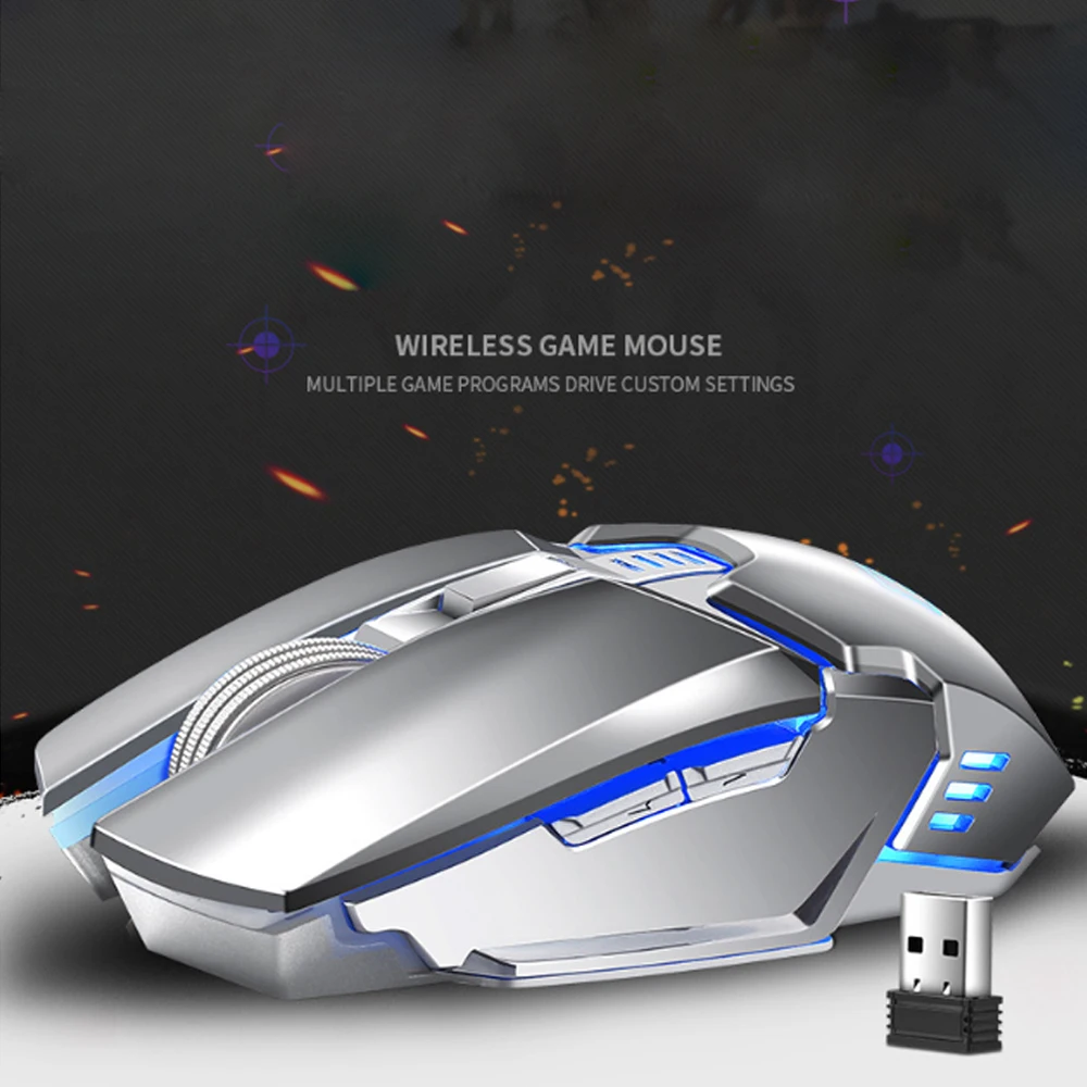 

Mamba Snake Wireless Charging Mouse Mute USB Charging Wrangler 10M operating distance 6-key operation for gaming notebook games