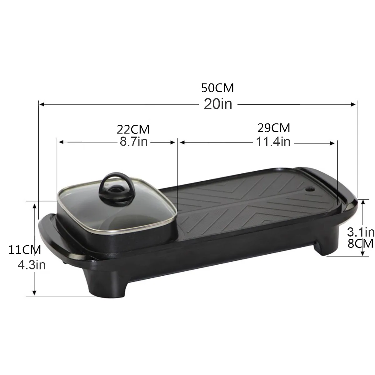 

2 In 1 220V 1200W Electric Grill Hot Pot Barbecue Multifunction Buffet Hot Pot BBQ Griddle for Family Friends Gatherings Party