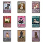 Металлический знак в стиле ретро для домашних животных, мультяшный фреска-такса, бордюр колли, жестяной металлический декор, плакаты, искусство, винтажная роспись