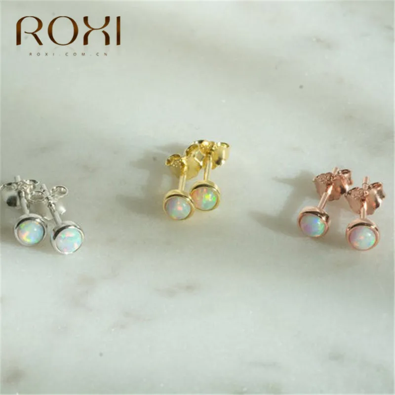 ROXI минималистичные огненные опаловые серьги, корейские серьги-гвоздики для женщин, модные ювелирные изделия, серьга с рождественской тематикой, милые маленькие серьги Oorbellen