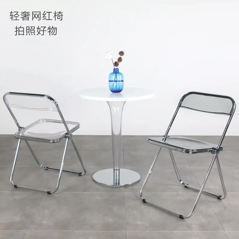 

Nordic Dining Chair Transparent Folding Chair Backrest Dining Chair Makeup Chair Acrylic Crystal Chair chaises salle manger