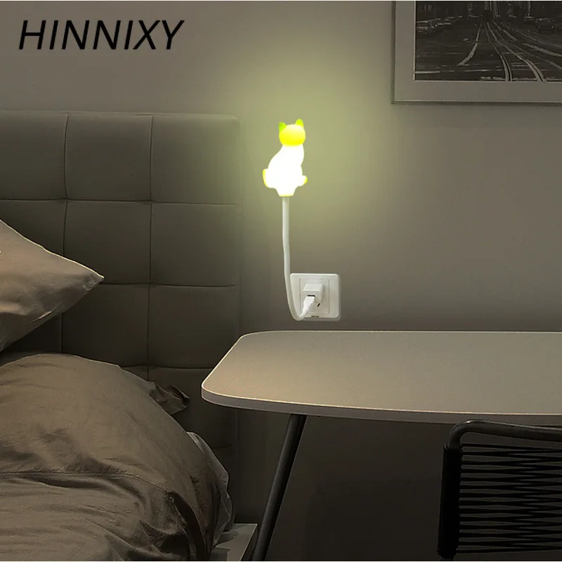Hinnixy USB кошка моделирующая настольная лампа силиконовая животное DIY портативный