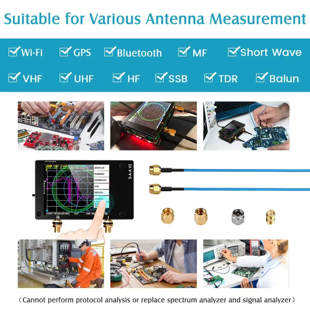 Векторный анализатор сети 2 8 дюйма VNA 10 кгц-3 ГГц HF VHF UHF антенный S-A-A-2 NanoVNA V2 |