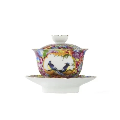 

Jingdezhen Ceramic Tea Tureen Hand-painted Enamel Large Cover Bowl Chinese KungFu Gaiwan Tea Cup Bowl Teaware Free Shipping