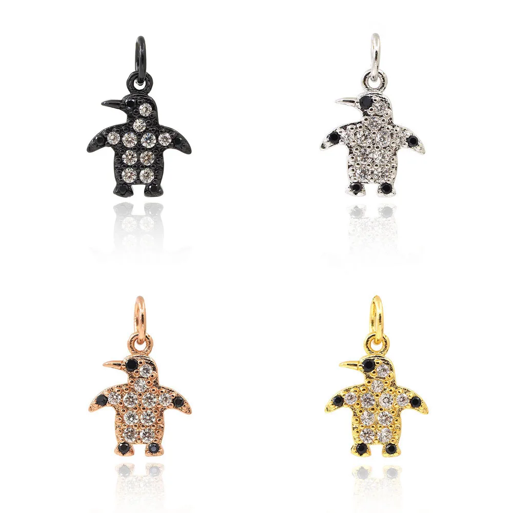 CZ камень медный Пингвин кулон Micropave Шарм для женщин браслет или ожерелье DIY