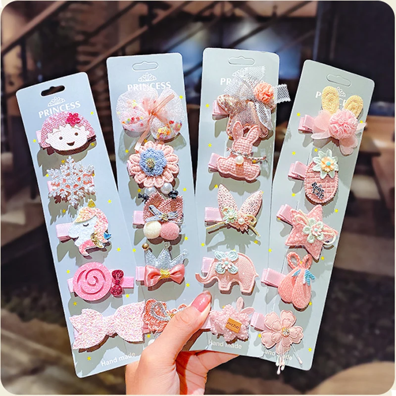 5PCS/Set New Girls Sweet Cute Cartoon Hairpins Children Hair Ornament Clips Barrettes Headwear Kids Fashion Accessories |