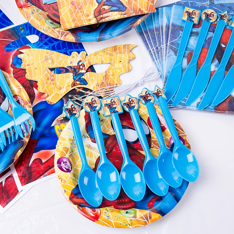 На тему Человека-паука одноразовая посуда для дня рождения скатерть бумажная
