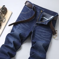 thoshine brand spring autumn men jeans elastic straight fit male denim pants stretch smart casual trousers