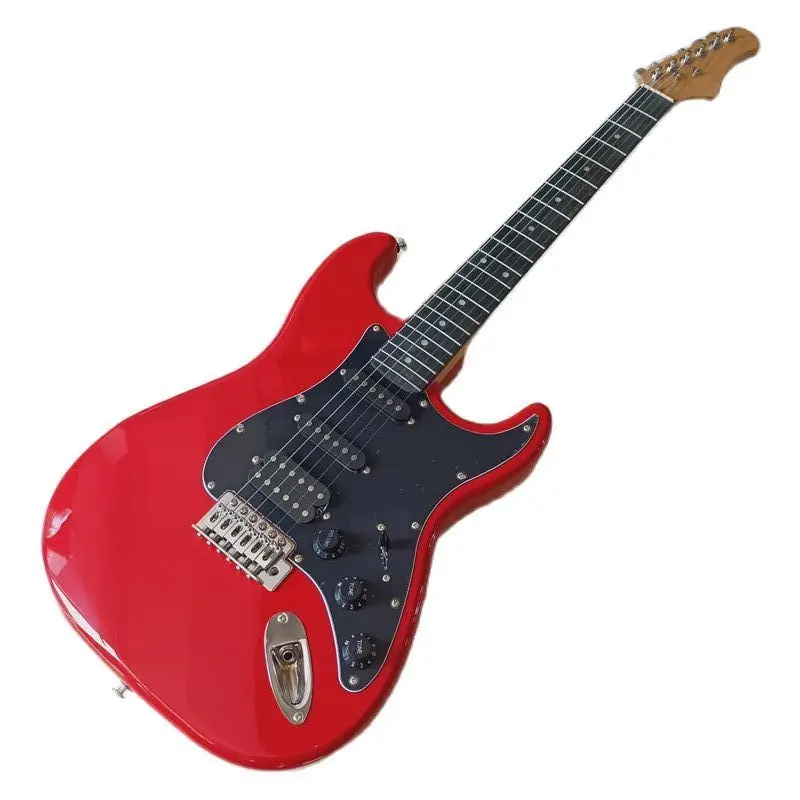 st elektrische gitarre 39 zoll rot farbe hochglanz 6 string volle linde körper electrique guitare mit gitarre schlagbrett 648mm skala free global