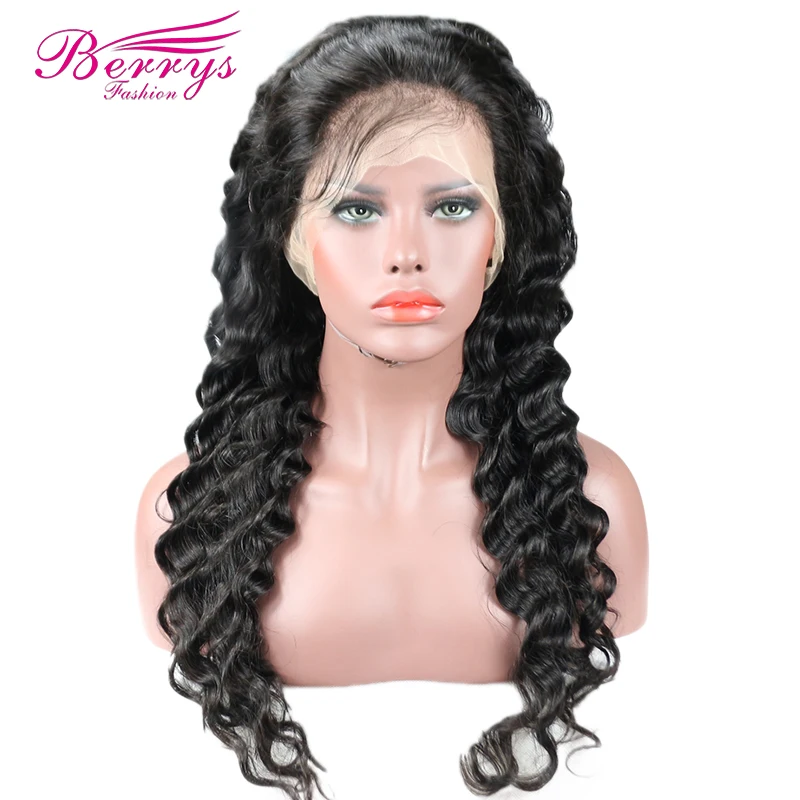 [Berrys Fashion] полностью кружевные человеческие волосы, парики, объемная волна, 130% плотность, натуральные волосы, свободная часть, бразильские девственные волосы