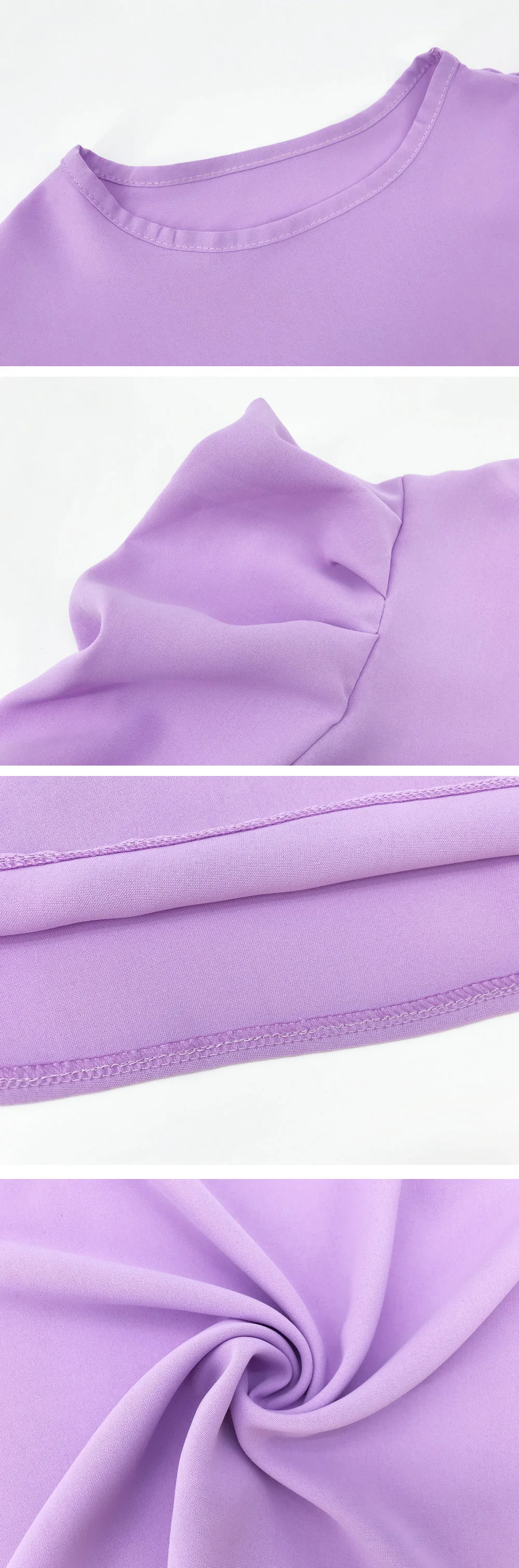 

Casual Summer Woman T-shirt O-Neck Short Sleeve Chiffon T-Shirts 2020 Fashion Loose Female Streetwear Ladies Solid Purple Tops