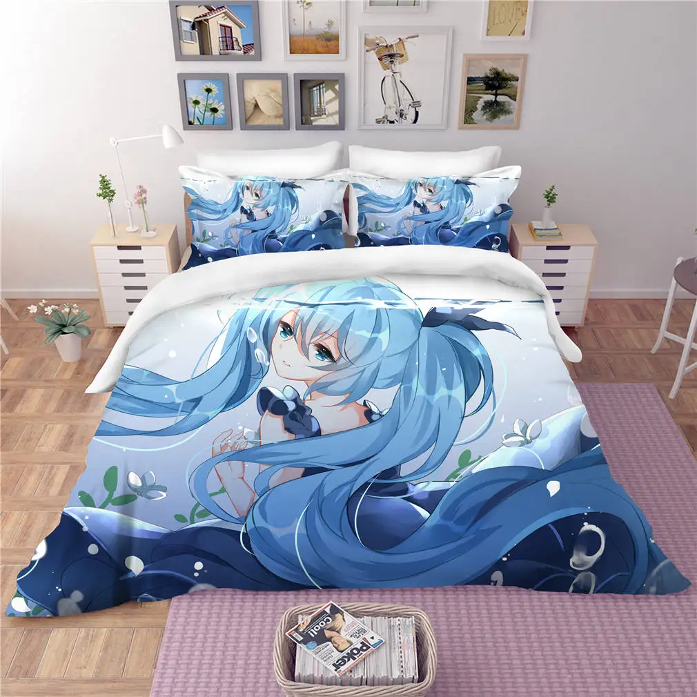 Пододеяльник с наволочкой Комплект постельного белья Hatsune Miku Одноместный