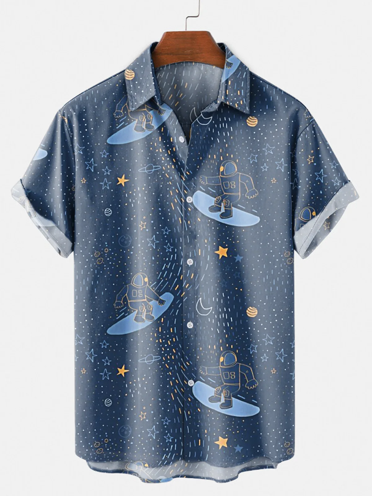

2021 Summer Short-sleeved Shirt Plus Size Surfboard Digital Men's Top