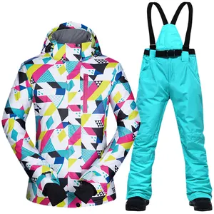 Женский лыжный костюм бренда, новый высококачественный ветрозащитный водонепроницаемый теплый комплект, зимние штаны и лыжная куртка, зимние костюмы для сноуборда для женщин
