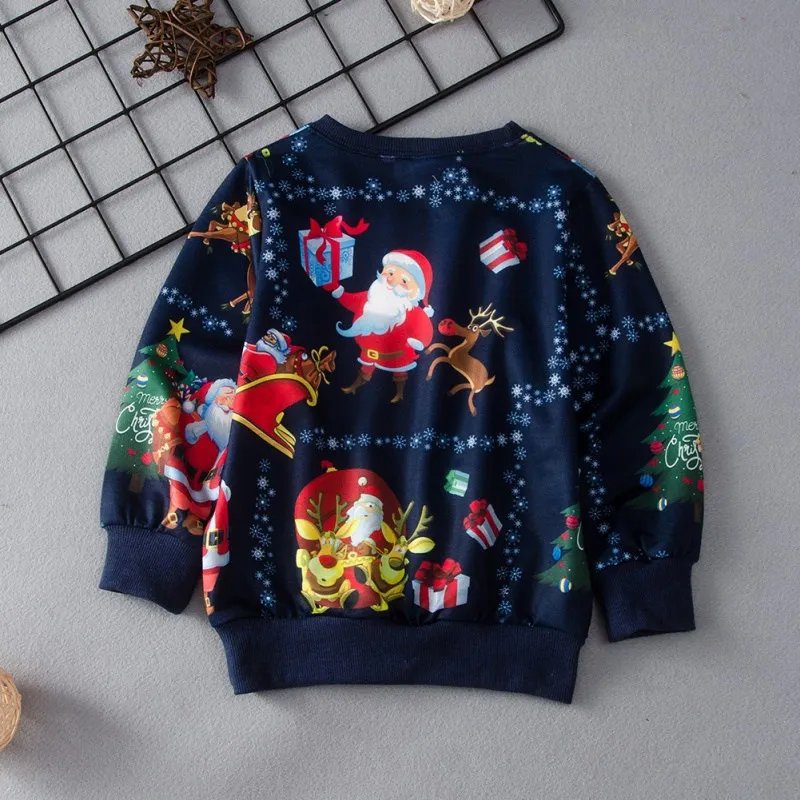 

Autumn Christmas Children Cartoon Pattern Sweater Kids Tops Long Sleeve Sweatshirt Casual Toddler Outerwear Clothes Tracksuit