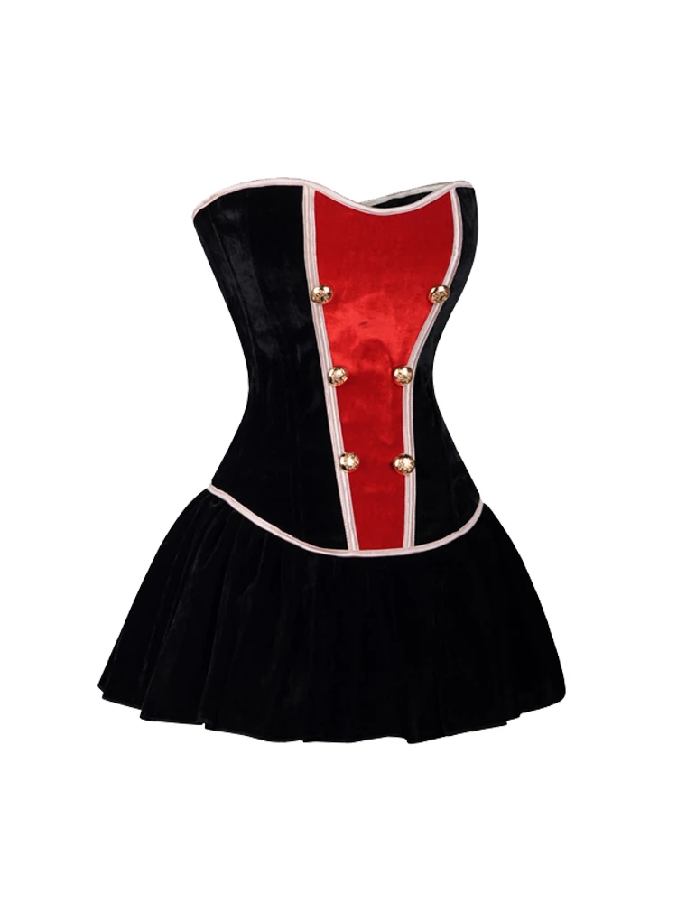 Женское платье танцор Burlesque сексуальное на Хэллоуин бюстье корсет мини юбка