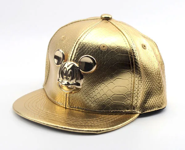 Spring Summer Gorras 100%cotton Pu Leather Baseball Cap Children's Baby Hip-hop Hat Boys Girls Snapback Cartoon Mickey Caps