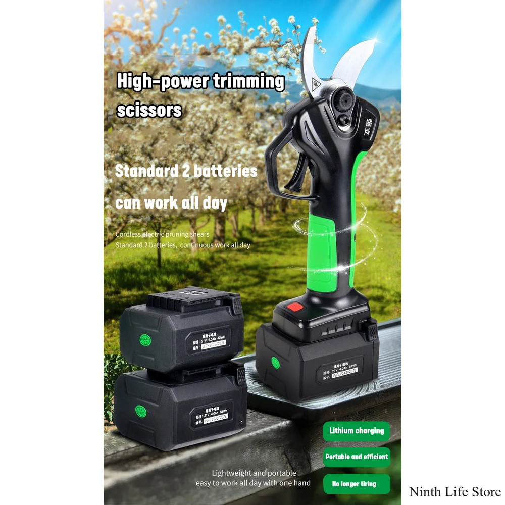 

600W 2 Rechargeable Battery Electric Pruning Scissors Cordless Pruning Shears Garden Pruner Secateur Branch Cutter Cutting Tools