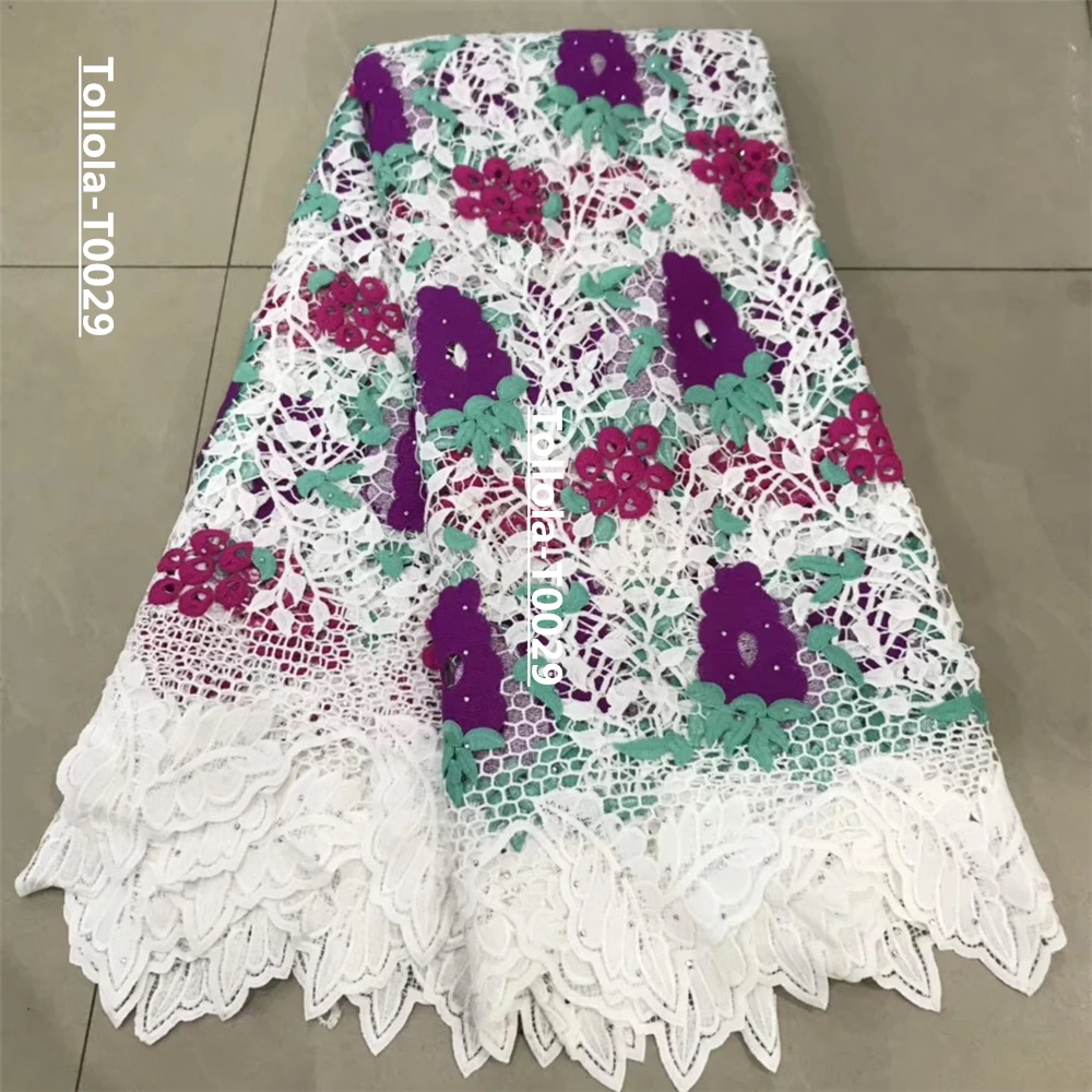 Новейшая африканская гипюровая кружевная ткань высокого качества французский