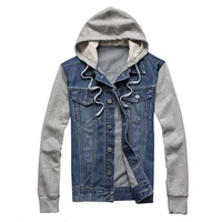 denim men hooded sportswear outdoors casual fashion jeans jackets hoodies cowboy mens jacket and coat plus size