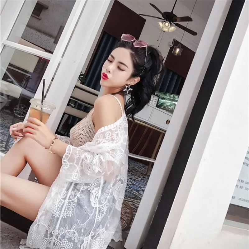 Вязаный длинный кардиган кимоно блузка с вышивкой лето 2019 модные повседневные